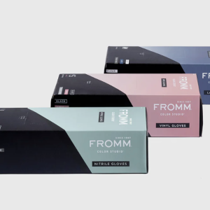 Fromm Black Vinyl Powder Free Gloves - 100 Pack (Small, Medium, Large)