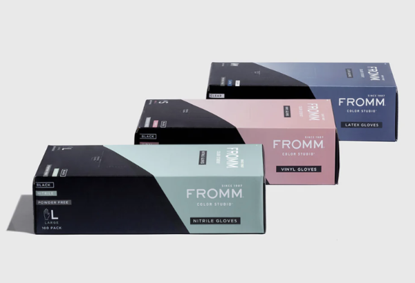 Fromm Black Vinyl Powder Free Gloves - 100 Pack (Small, Medium, Large)